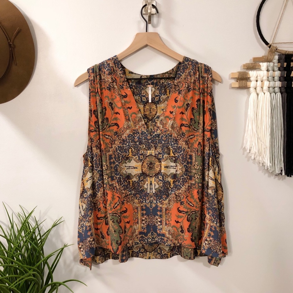 Free People Darcy V Neck Boho Festival Swing Tank